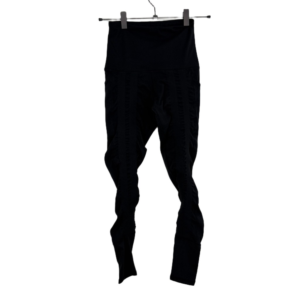 Sweetflexx Leggings Womens Black Resistance Band Side Pockets Cropped 25.5"